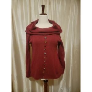 Vintage Pure Handknit 100% cotton Size Medium cowlneck sweater.